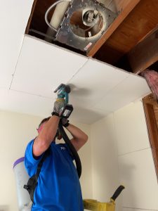 Cutting Damaged and Wet Ceiling