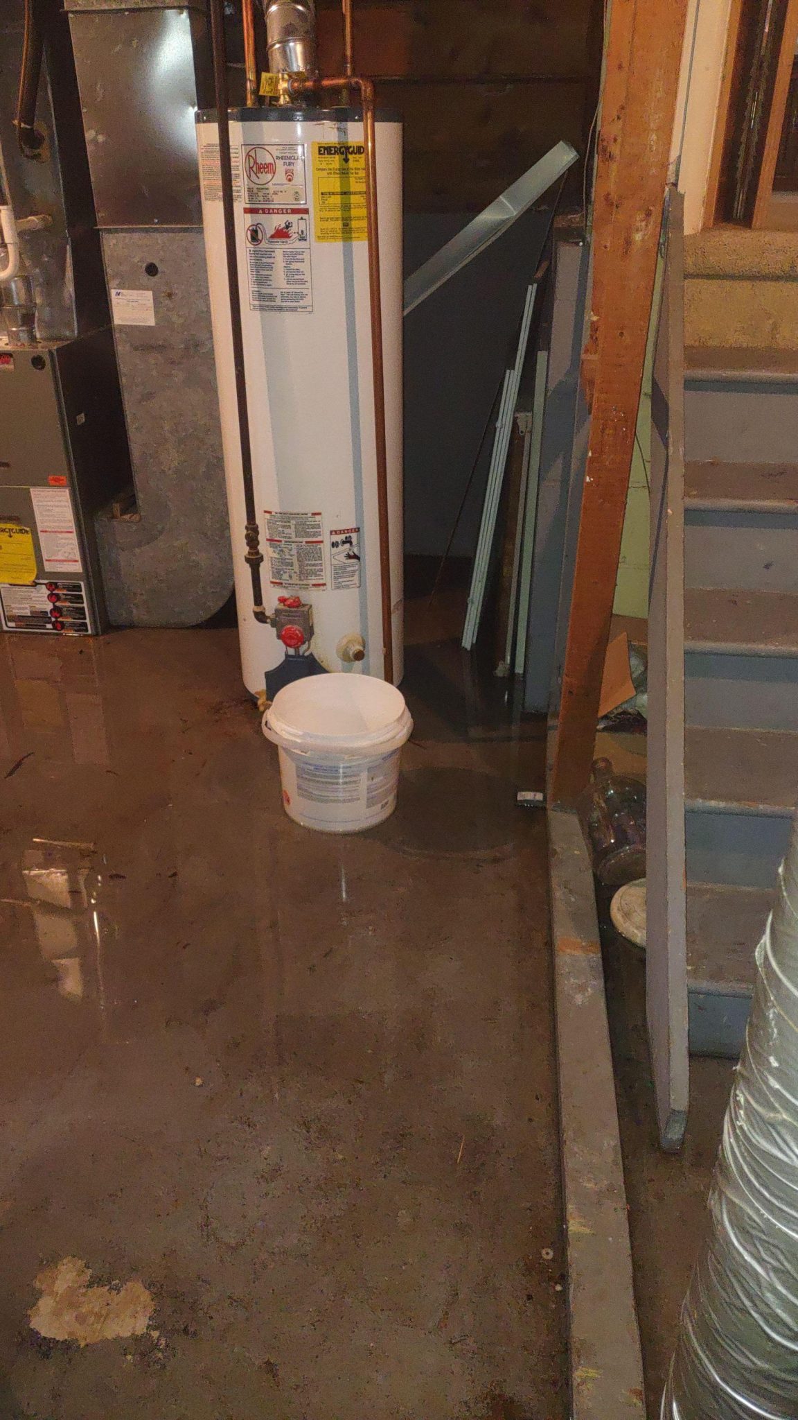Water Heater Burst Water Damage Basement in Brick Water Removal